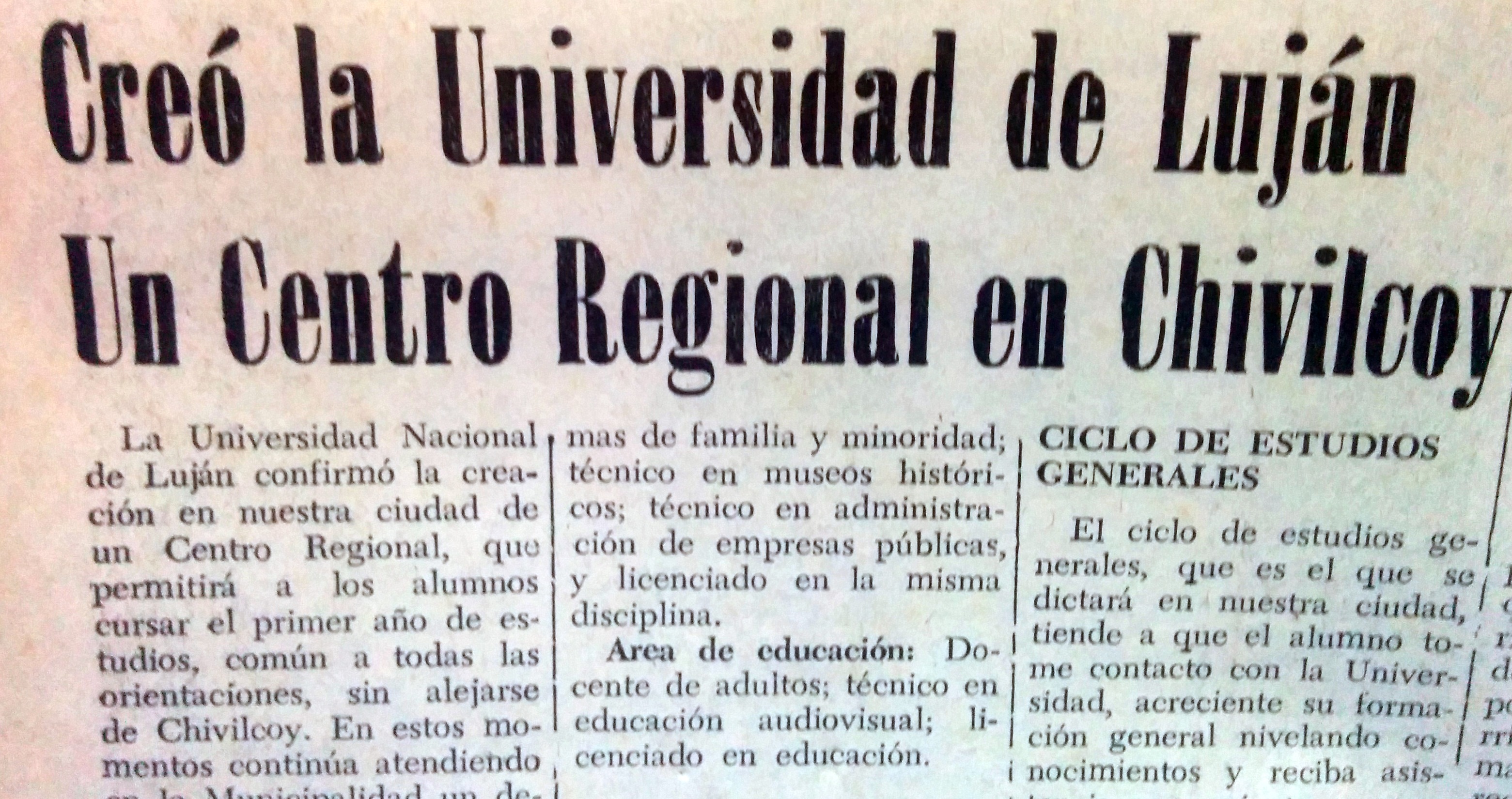 Creación del Centro Regional Chivilcoy, de la Universidad Nacional de