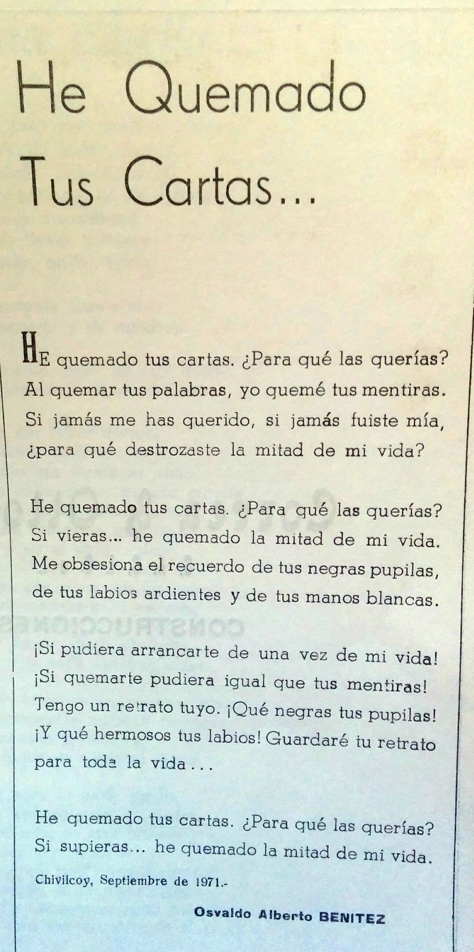 Poema de Osvaldo Benítez (1971)
