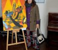 La artista plástica, Fabrizia Braga Navarro, autora del mural alusivo al Bicentenario de la Independencia.