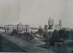 Vista panorámica del centro urbano de Chivilcoy, en 1918, cuando se registró la primera nevada.