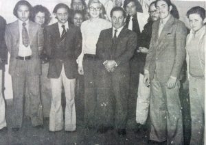 Miembros integrantes del CICECH. Se observa la presencia, del Prof. Francisco Rizzi -fundador de la entidad- y el Prof. Armando Eugenio Zandanel, fundador y director del Instituto Municipal de Estudios Científicos y Técnicos, creado el 18 de octubre de 1984, y organizador y conductor del Parque "Cielos del Sur".