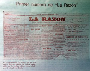 Primer número del diario "La Razón", correspondiente al miércoles 16 de noviembre de 1910.