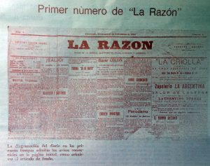 Primer número del diario "La Razón", correspondiente al miércoles 16 de noviembre de 1910. 