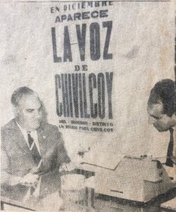 El caracterizado docente chivilcoyano, Don Tomás Héctor Casullo (1914-1970), gran maestro de escuela, en la zona geográfica de la Provincia de Neuquén, junto al periodista del matutino "La Voz de Chivilcoy", Ismael Alejandro Aronne.