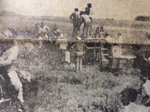 Rodaje del filme «Santos Vega» , en la estancia «Las 4 Marías», de Gorostiaga, en marzo de 1971. Fue director de la película, el joven realizador, Carlos Federico Borcosque.