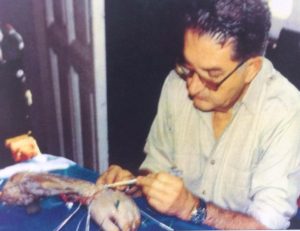 El Dr. Zancolli, en plena labor de investigación.