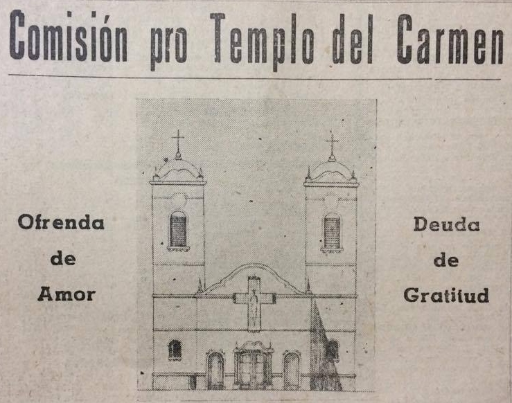 El templo de Nuestra Señora del Carmen (1949).