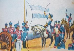 Ilustraciones alusivas, al general Belgrano y al Día de la Bandera, publicadas en distintos libros de lectura, de escuela primaria, aparecidos en las décadas de 1950 y 1960.
