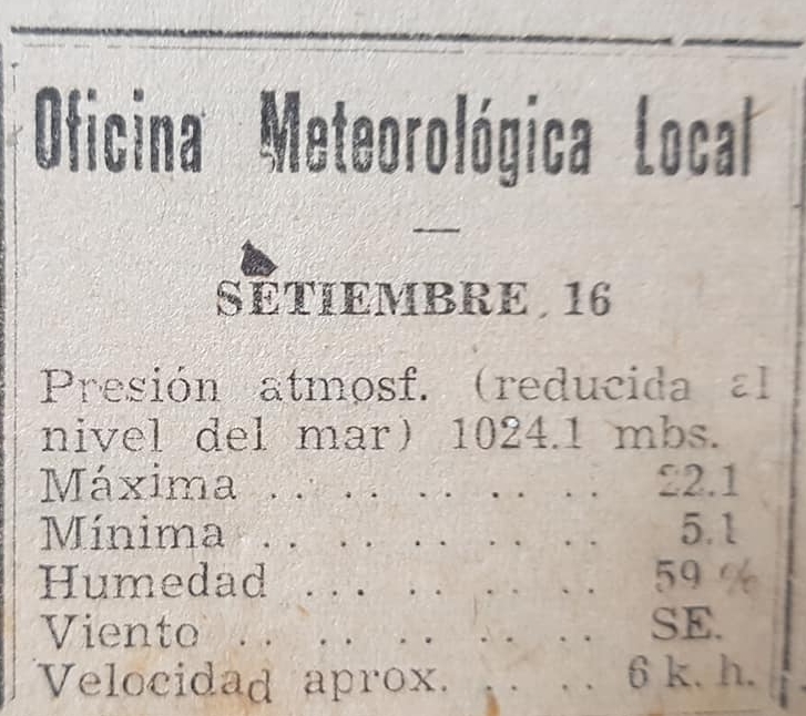 Una antigua estación meteorológica, de Chivilcoy, en la década de 1940.