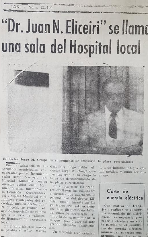 Recordando al Dr. Juan Nicolás Eliceiri (1905 – 1973).