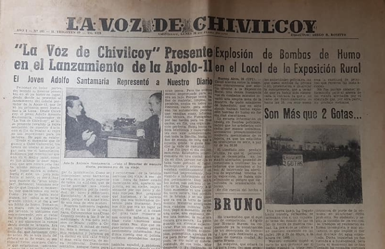 El 50 aniversario, de la llegada del Hombre a la Luna, y la repercusión informativa, en la prensa de nuestra ciudad: Los matutinos “La Razón” y “La Voz de Chivilcoy”.
