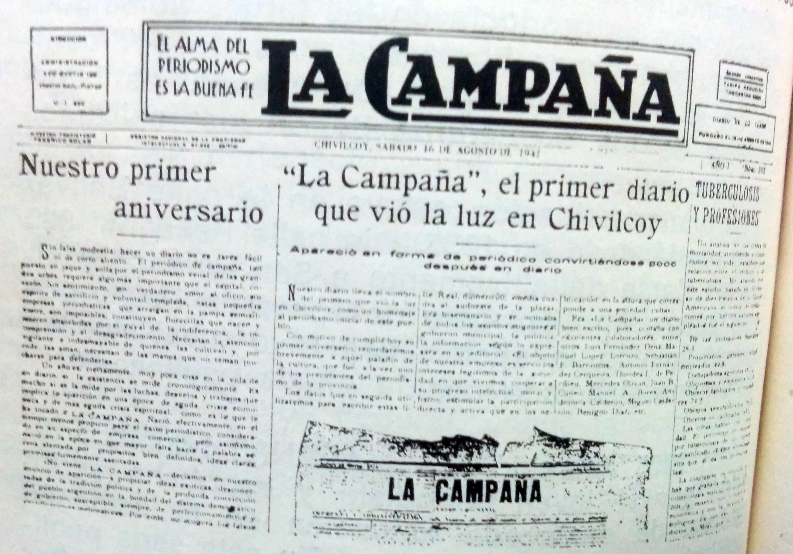 Los 84 años de la aparición del diario “La Campaña”, del periodista Federico Golán