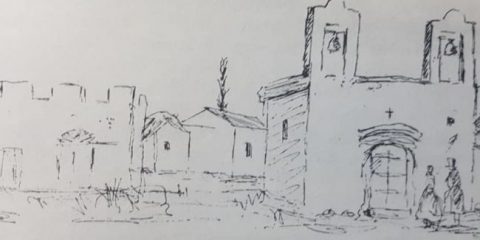 El primer edificio escolar, del pueblo de Chivilcoy (1855).