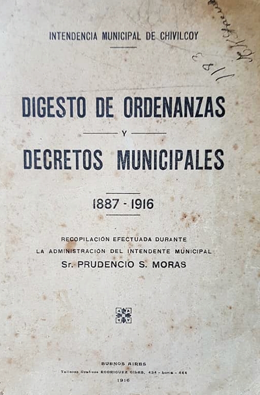 Un digesto de ordenanzas y decretos municipales, de 1916