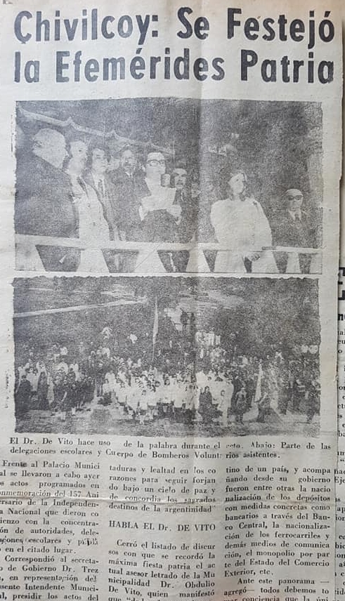 La celebración en Chivilcoy, del 9 de Julio de 1973