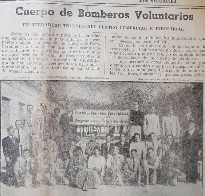 El glorioso bautismo de fuego, de los bomberos voluntarios de Chivilcoy: Se registró el sábado 8 de diciembre de 1945, al producirse un incendio en la iglesia del Rosario.
